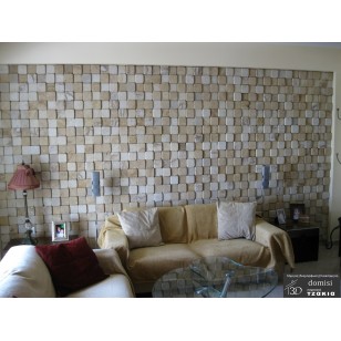 Επένδυση τοίχου σαλονιού με πέτρα κύβος σε οικία στο ΙΛΙΟΝ 