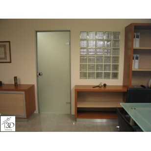 Δόμηση Διαμόρφωση Διακόσμηση Γραφείου με χωρίσματα γυψοσανίδας - υαλότουβλα - τουβλάκι - γυάλινες πόρτες στο ΙΛΙΟΝ