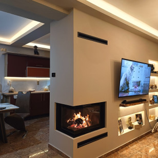 Τοποθέτηση ενεργειακού τζακιού Aero-S 80 Corner LK - Black Line στα άνω Λιόσια Τοποθέτηση ενεργειακού τζακιού Aero-S 80 Corner LK - Black Line στα άνω Λιόσια