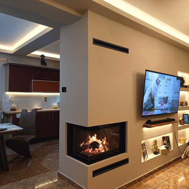 Τοποθέτηση ενεργειακού τζακιού Aero-S 80 Corner LK - Black Line στα άνω Λιόσια