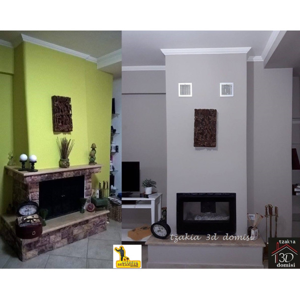 Τοποθέτηση ενεργειακού τζακιού τύπου κασέτα VI-90 στον Πόρο 